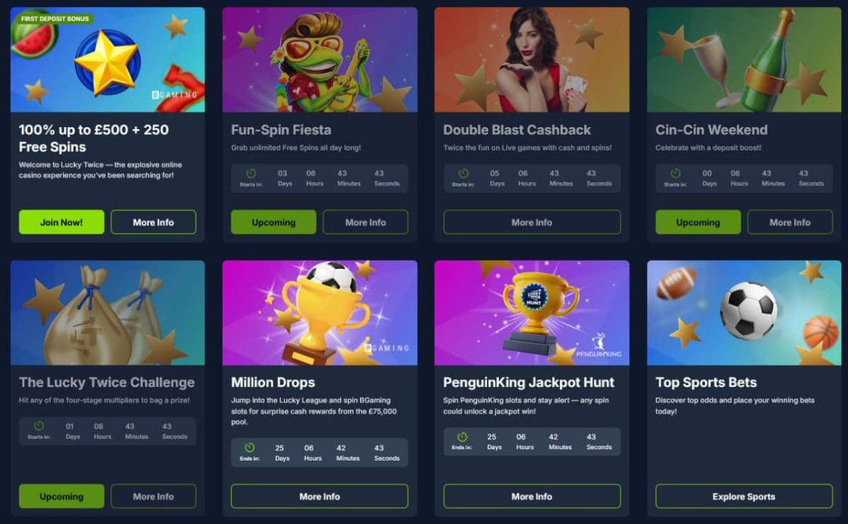 Lucky Twice Welcome Offer — Five Deposits, 40× Wagering Maths image 1